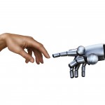 Michelangelo: Creation of Adam. Robot Hand.