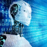 technology background  with robot  android women