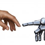 Michelangelo: Creation of Adam. Robot Hand.